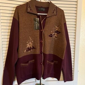 Chic Burgundy and Brown Cardigan by